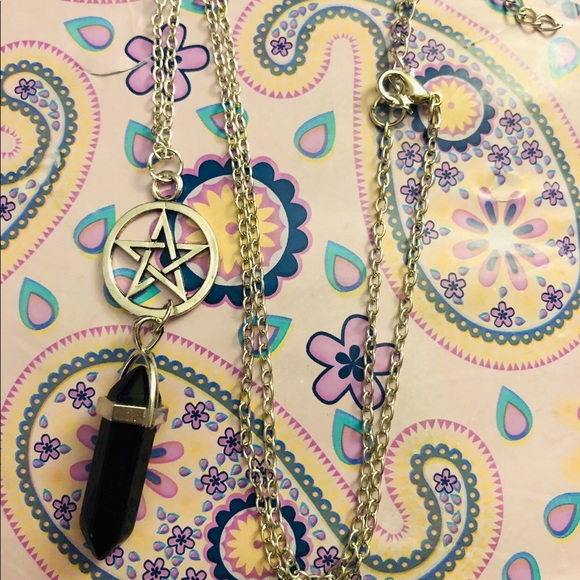 Pentagram Star Necklace Black Onyx Crystal Energy - Picture 3 of 8